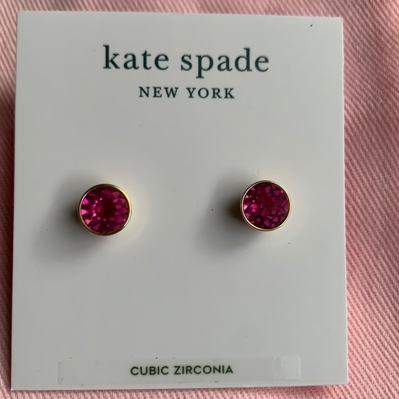 kate spade Jewelry - NWT Kate Spade mini round fushia studs H